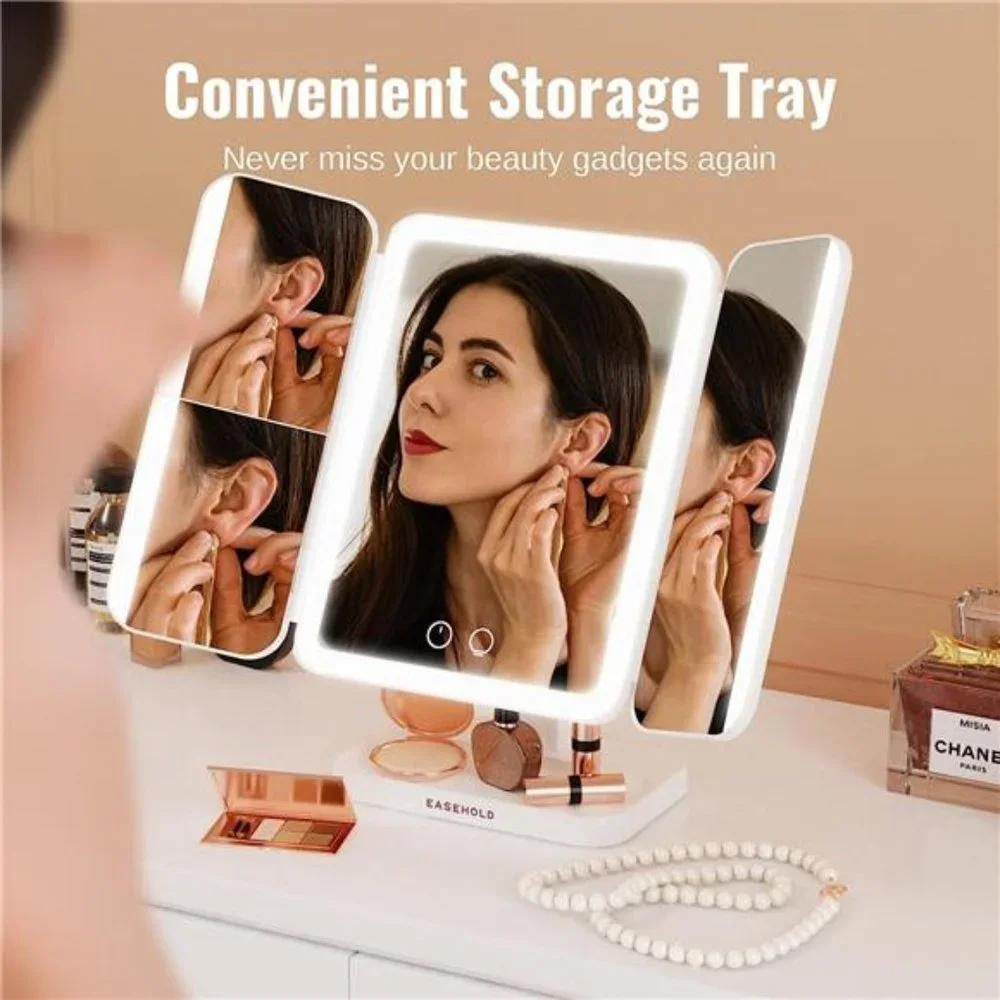 Rechargeable 5000mAh Lighted Makeup Mirror,1X/2X/3X/10X Magnifying Vanity Mirror